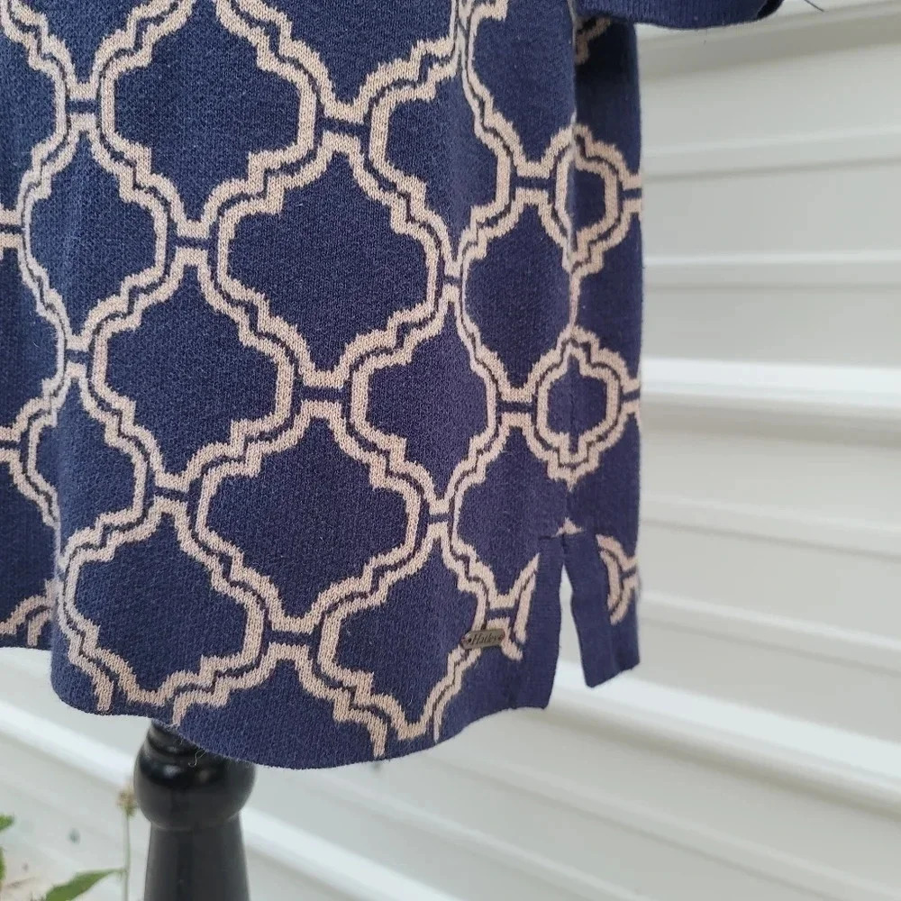 Hatley Women's Navy Blue Tan Long Sleeve Knit Sweater Dress M - Picture 9 of 9